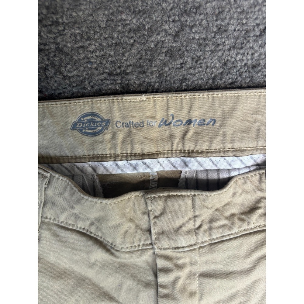 Dickies Chino Pants Crafted For Women's Khaki Relaxed Fit Zip Fly Slash Pockets - Picture 6 of 10